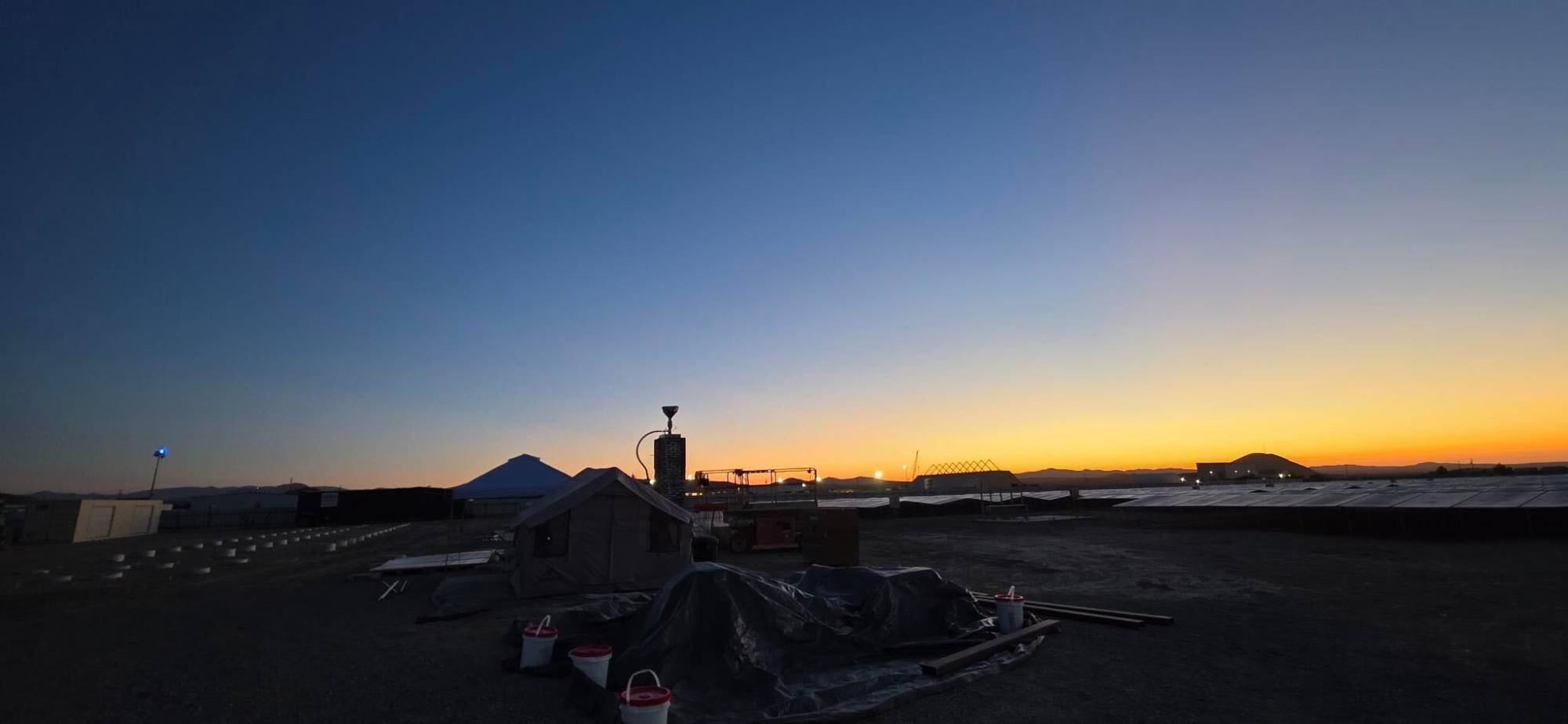 Terraform's calciner test site at sunset